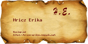 Hricz Erika névjegykártya